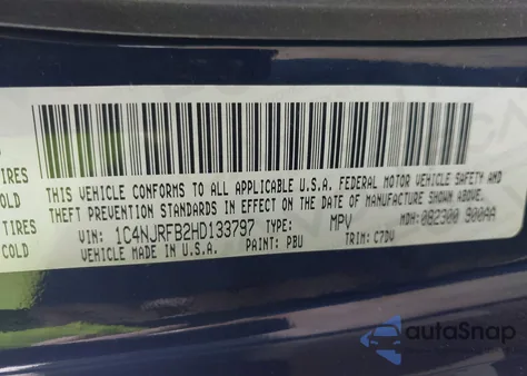 2017 Jeep Patriot Latitude 4X4 z USA, uszkodzony, nr VIN 1C4NJRFB2HD133797